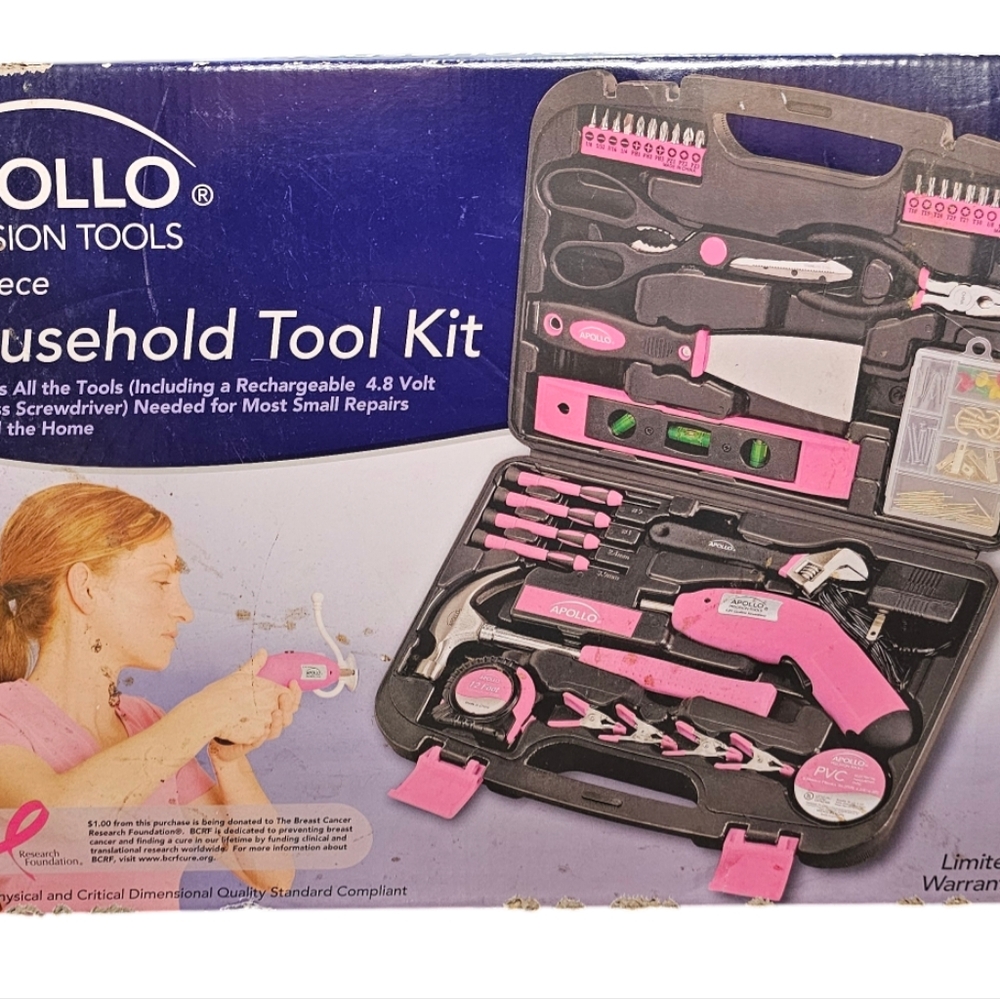 138 Piece Pink Ladies Tool Set Women Case Wrench Home Mechanics Hand Power Kit